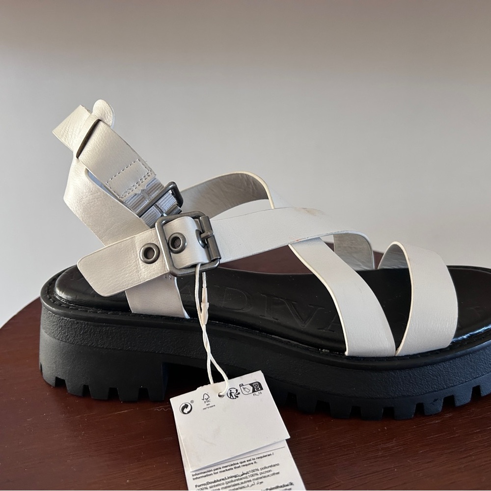 Chunky White Strappy Sandals